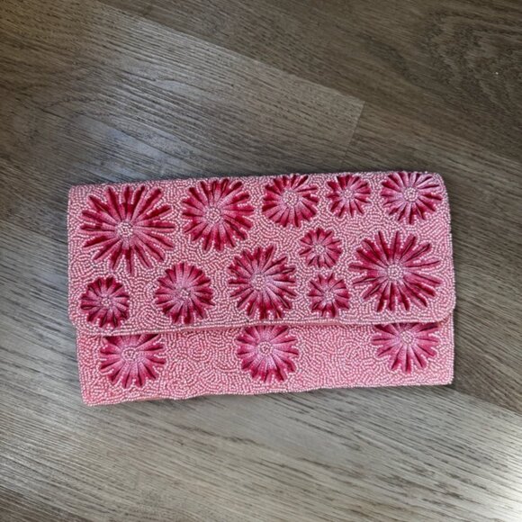 Lulus Beaded Floral Crossbody Clutch - Pink - Picture 7 of 10